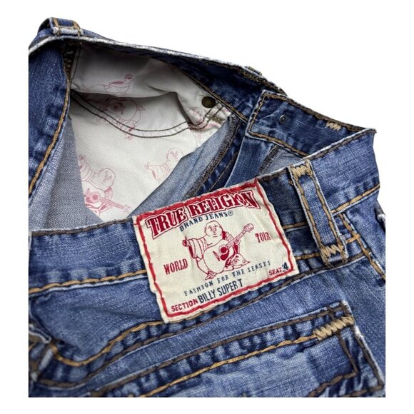 VINTAGE TRUE RELIGION Billy Super T Flare Boot Cut Designer Denim Jeans 34x34 - Picture 3 of 9
